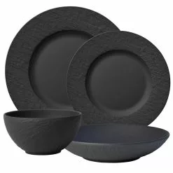 Villeroy & Boch Manufacture Rock 4-Piece Dinnerware Set | Black