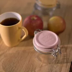 Bormioli Rocco 6.75oz Swing Top Fido Jar | Pink Top -Dinnerware Shop 141360mrg121313 1