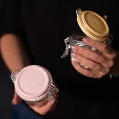 Bormioli Rocco 6.75oz Swing Top Fido Jar | Pink Top -Dinnerware Shop 141360mrg121313 3