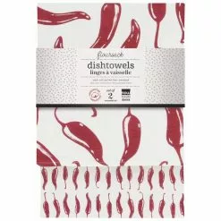 Danica Brands Now Designs By Danica Floursack Dishtowels (Set Of 2) | Carmine Chili Peppers -Dinnerware Shop 2252475 now designs printed floursack set2 carmine pkg