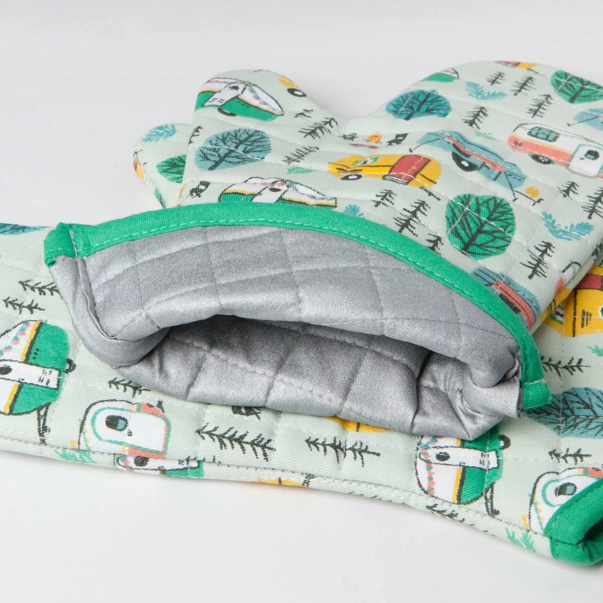 Danica Brands Danica Jubilee Quilted Oven Mitt | Happy Camper 4 Danica Brands Danica Jubilee Quilted Oven Mitt | Happy Camper - Image 2