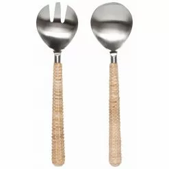 Danica Brands Danica Heirloom 2-Piece Salad Servers Set | Matte Steel & Rattan