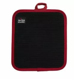 All-Clad Kitchen Linens Set | Chili Red -Dinnerware Shop all clad silicone pot holder with twill chili 1 1