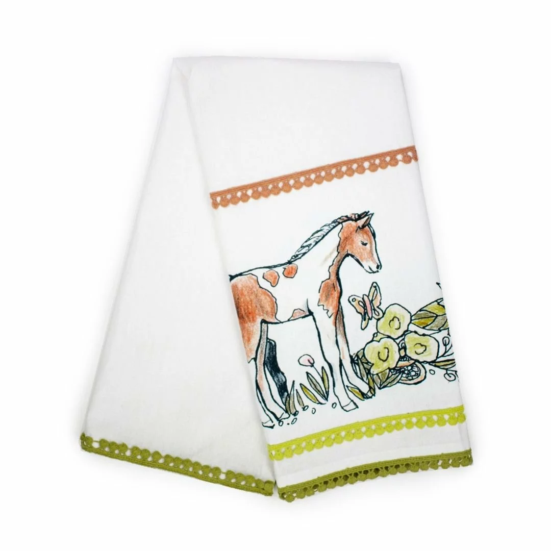 Everything Kitchens Barnyard Baby Animals Tea Towel + Pot Holder Set | "Hold Your Baby Horses" - Foal 6 Everything Kitchens Barnyard Baby Animals Tea Towel + Pot Holder Set | "Hold Your Baby Horses" - Foal - Image 4