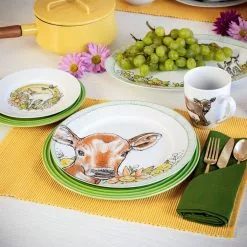 Everything Kitchens Barnyard Baby Animals Dinnerware & Serveware Collection -Dinnerware Shop barnyard baby farm animals cow set lifestyle 1