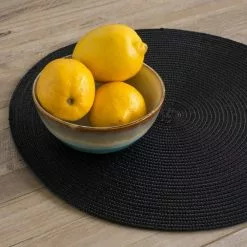 Danica Brands Now Designs By Danica 15" Disko Placemat | Black -Dinnerware Shop blackmat3