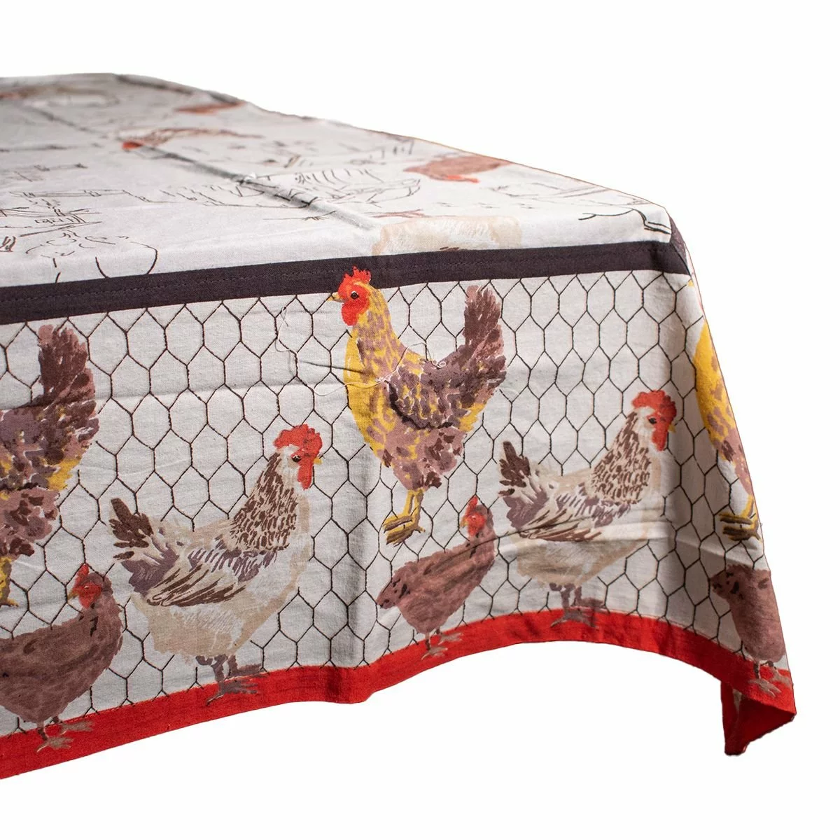 Mahogany USA Printed 60" X 60" Tablecloth | Chickens And Barns 3 Mahogany USA Printed 60" X 60" Tablecloth | Chickens And Barns