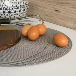 Danica Brands Now Designs By Danica 15" Disko Placemat | Cobblestone -Dinnerware Shop cobblestonemat3