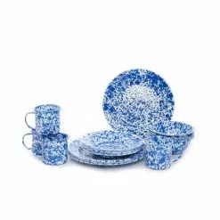 Crow Canyon Home Crow Canyon 16 Piece Enameled Dinnerware Set Blue