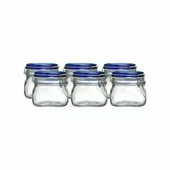 Bormioli Rocco 0.5L Swing Top Fido Canning Jars - Blue Lid | 6-pack