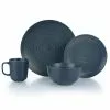 Everything Kitchens Modern Colorful Neutrals - Rippled 16-Piece Dinnerware Set - Matte | Charcoal -Dinnerware Shop ekb ekx 16dwsettdwch
