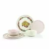 Everything Kitchens Modern Flat 24-Piece Dinnerware Set | Peace & Love + Soft Pink -Dinnerware Shop ekb ekx 24plsetpk