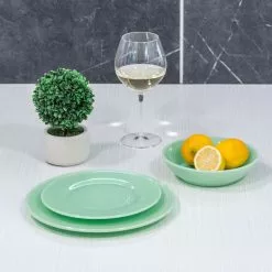 Mosser Glass 12-Piece Dinnerware Set | Jadeite -Dinnerware Shop ekb mogjade12pc