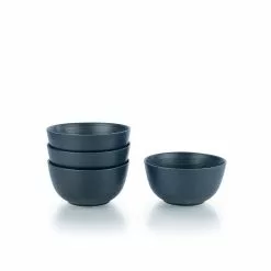 Everything Kitchens Modern Colorful Neutrals - Rippled 6" Bowls (Set Of 4) - Matte | Charcoal