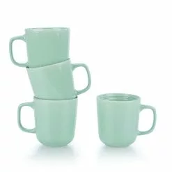 Everything Kitchens Modern Colorful Neutrals - Rippled 12-Piece Breakfast Set - Glazed | Blue, Butter Yellow, Light Green -Dinnerware Shop ekx tmg tl 2 2