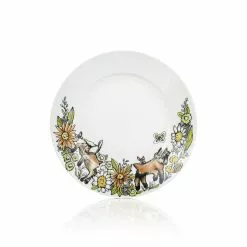 Everything Kitchens Barnyard Baby Animals 28-Piece Dinnerware Set | "Caprine Caper Goats" - Kid -Dinnerware Shop goat9sideplate 1