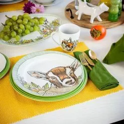 Everything Kitchens Barnyard Baby Animals 28-Piece Dinnerware Set | "Caprine Caper Goats" - Kid -Dinnerware Shop goaty