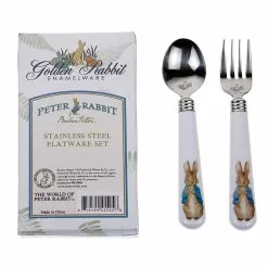 Golden Rabbit Enamelware 2-Piece Stainless Steel Baby Flatware Set | Peter Rabbit