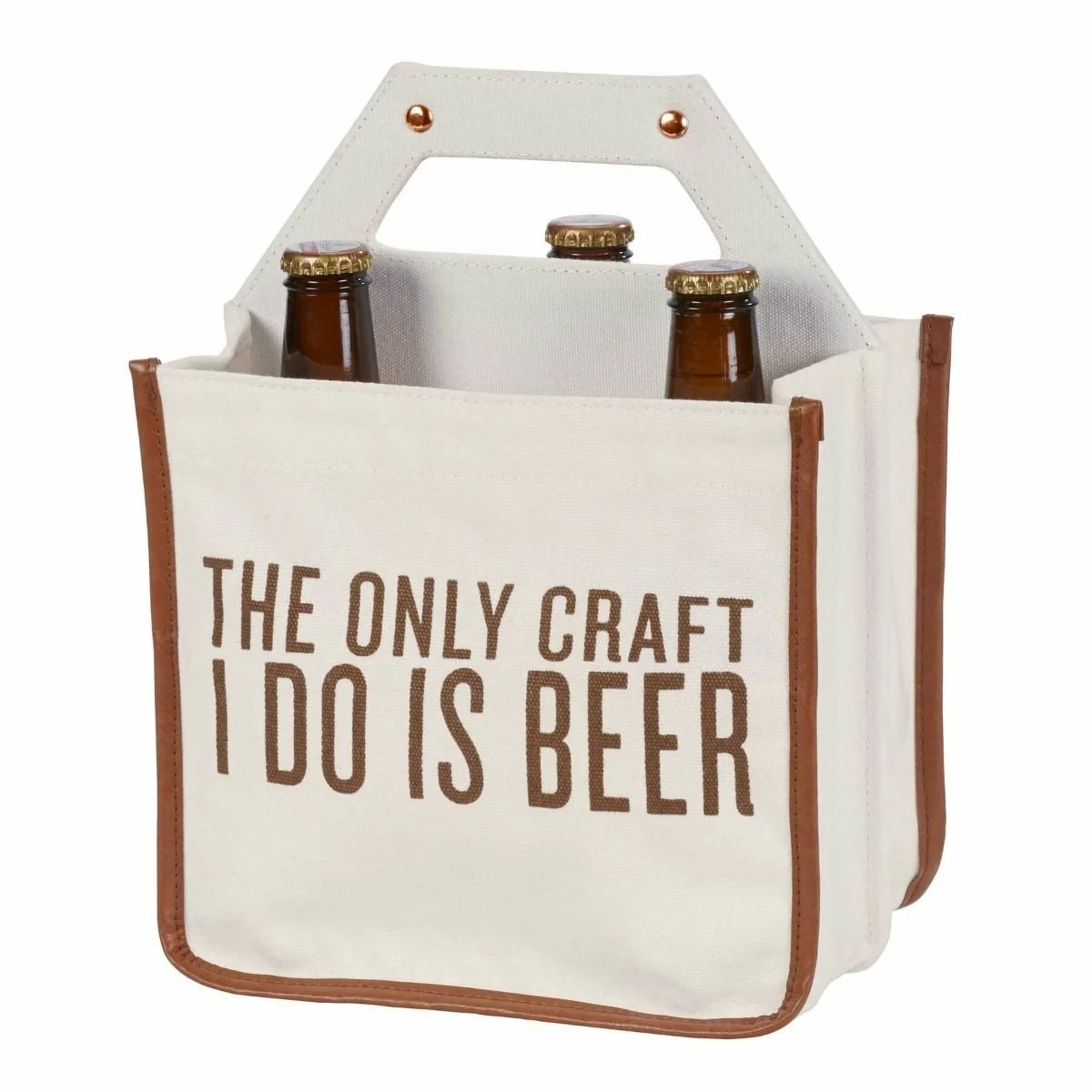 C.R Gibson (One Coast) C.R. Gibson Cotton Canvas Beer Caddy | Only Craft Is Beer 4 C.R Gibson (One Coast) C.R. Gibson Cotton Canvas Beer Caddy | Only Craft Is Beer - Image 2
