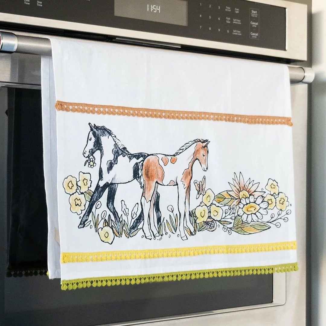 Everything Kitchens Barnyard Baby Animals Tea Towel + Pot Holder Set | "Hold Your Baby Horses" - Foal 7 Everything Kitchens Barnyard Baby Animals Tea Towel + Pot Holder Set | "Hold Your Baby Horses" - Foal - Image 5