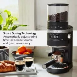 KitchenAid Burr Grinder With Dose Control | Black Matte -Dinnerware Shop kcg8433bm lifetext.tif trade jpg