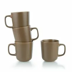 Everything Kitchens Modern Colorful Neutrals - Rippled 12-Piece Dinnerware Set - Matte | Ivory, Green, Mocha -Dinnerware Shop kx tmg tn 2 1