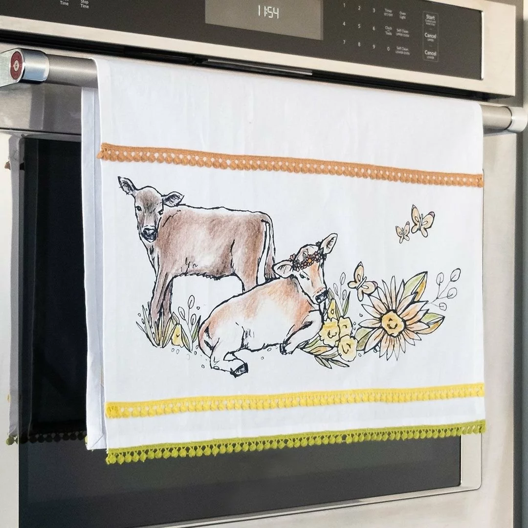 Everything Kitchens Barnyard Baby Animals 19" X 28" Tea Towel | "Have A Jersey Cow" - Calf 4 Everything Kitchens Barnyard Baby Animals 19" X 28" Tea Towel | "Have A Jersey Cow" - Calf - Image 2