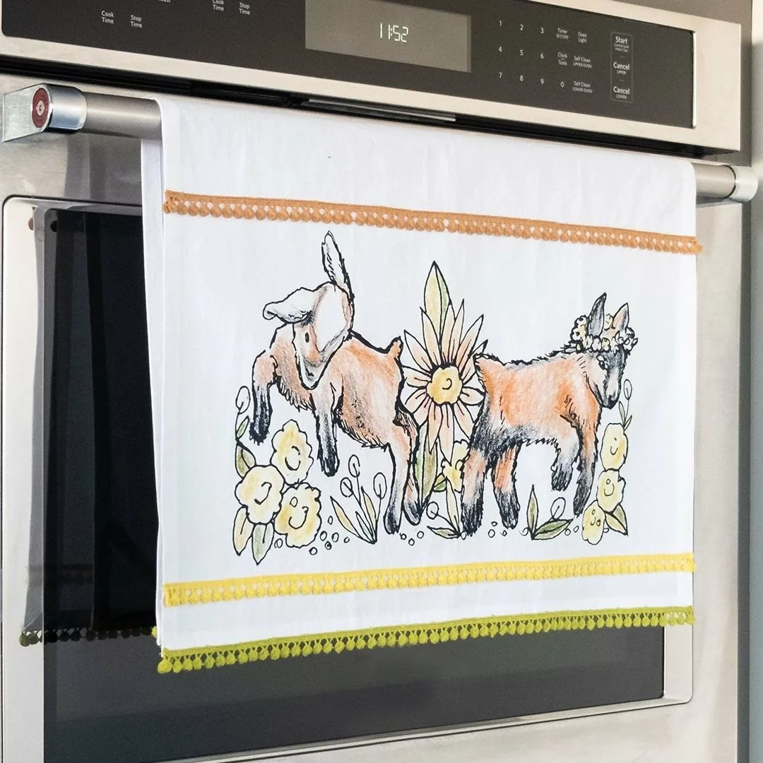 Everything Kitchens Barnyard Baby Animals 19" X 28" Tea Towel | "Caprine Caper Goats" - Kid 5 Everything Kitchens Barnyard Baby Animals 19" X 28" Tea Towel | "Caprine Caper Goats" - Kid - Image 3