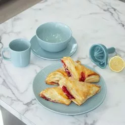 Everything Kitchens Modern Colorful Neutrals - Rippled 8" Side Plates (Set Of 4) - Glazed | Blue -Dinnerware Shop modern ripple glazed squares 0005 dsc 4101 1