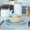 Everything Kitchens Modern Colorful Neutrals - Rippled 12-Piece Breakfast Set - Glazed | Blue, Butter Yellow, Light Green