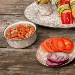 Golden Rabbit Enamelware 14oz Soup Bowls - Set Of 4 | Taupe Swirl -Dinnerware Shop outdoorset