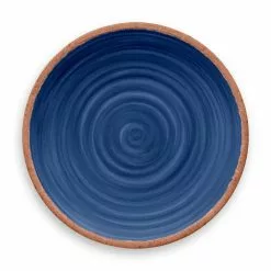 TarHong Melamine Tabletop 10.5" Round Dinner Plate | Rustic Swirl Indigo