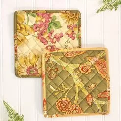 April Cornell Potholders (Set Of 2) | Pumpkin Hollow Patchwork -Dinnerware Shop phpmkq multi april cornell potholder 2