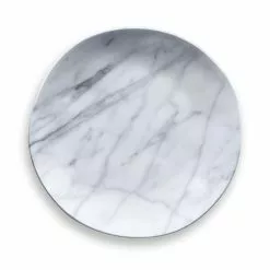 TarHong Melamine Tabletop 10.5" Round Dinner Plate | Carrara Marble