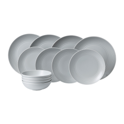 Royal Doulton Gordon Ramsay Maze Collection 12-Piece Dinnerware Set | Light Grey