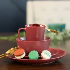 Everything Kitchens Modern Colorful Neutrals - Rippled 6" Bowls (Set Of 4) - Matte | Red -Dinnerware Shop rippled lifestyle squares 0020 dsc0102 4