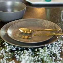 Everything Kitchens Modern Colorful Neutrals - Rippled 10.5" Dinner Plates (Set Of 4) - Matte | Mocha 8 Everything Kitchens Modern Colorful Neutrals - Rippled 10.5" Dinner Plates (Set Of 4) - Matte | Mocha -Dinnerware Shop rippled lifestyle squares 0022 dsc0073 3 1