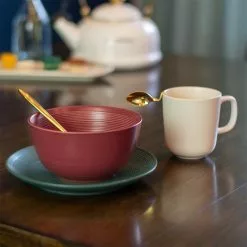 Everything Kitchens Modern Colorful Neutrals - Rippled 6" Bowls (Set Of 4) - Matte | Red -Dinnerware Shop rippled lifestyle squares 0028 dsc0026 1