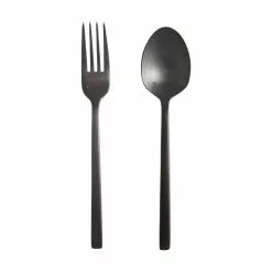 Fortessa Arezzo Brushed Black Serving Fork & Spoon Set