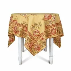 April Cornell 54" X 54" Dahlia Days Breakfast Tablecloth | Gold