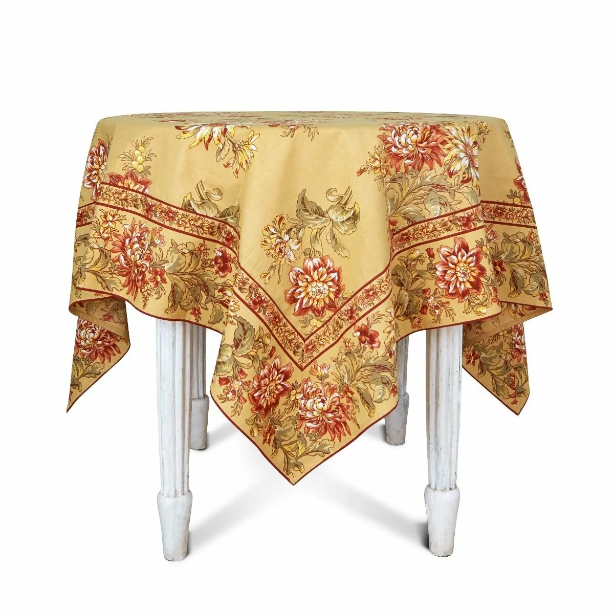 April Cornell 54" X 54" Dahlia Days Breakfast Tablecloth | Gold 3 April Cornell 54" X 54" Dahlia Days Breakfast Tablecloth | Gold
