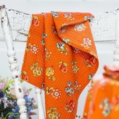 April Cornell Flower Toss Tea Towel (Set Of 2) | Terracotta -Dinnerware Shop ttfltq terracotta april cornell 1